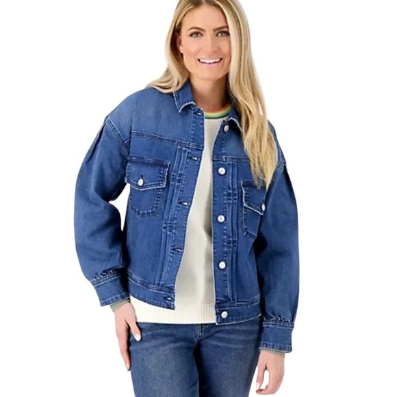 Candace Cameron Bure Nwt Pacific Denim Pintuck Jean Jacket Size 18w - Picture 1 of 9
